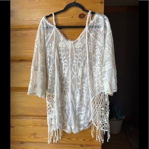 Pretty Angel Floral Sheer blouse. Size XL.